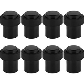 8 x Door Stops for Screwing 45 mm Height – Mounting on Floor or Wall – Stainless Steel Rubber Wall Door Stopper with Mounting Material