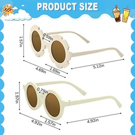Toddler Sunglasses, 16 Pairs Round Flower Sunglasses Cute Kids Outdoor Sunglasses Protection Sunglasses for Toddler Girls (16)