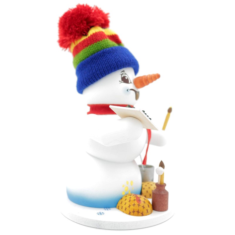 Kuhnert Ore Mountains Wood Art Incense Burner, Incense Figurine, Snowman,