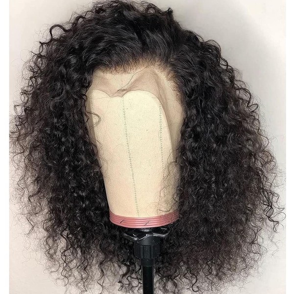 Mongolian Kinky Curly Lace Front Wigs Human Hair 13x4 HD Lace Front Wigs Human Hair Transparent Lace Wig Pre Plucked with Baby Hair Deep Curly Wig for Black Women 10A Virgin Hair 14inch