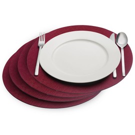 Westmark Cosy Placemats, Set of 4 Round Placemats, Elegant Place Mat as Table Mat, for Dining Table at Home or Catering, Polyester, Diameter 35 cm, Red