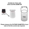 22mm Rubber Feet, White Tube End Caps, Pack of 4