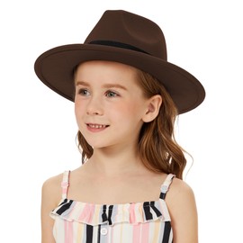 SAJUZEN Kids Fedora Hats Wide Brim Panama Hat Felt Bowler Cap for Boys Girls