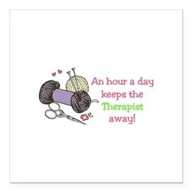 CafePress Knit Therapy Square Car Magnet 3 X 3 Square Car Magnet, Magnetic Bumper Display