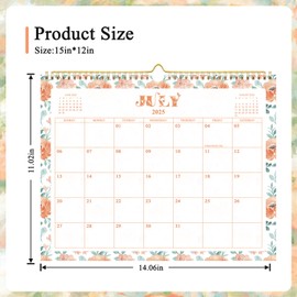 Wall Calendar 2025-2026, 18 Monthly July 2025- Dec 2026, 14.6" x 11.4", with Large Blocks, Thick Paper, Holidays, To-do ＆ Notes, Great for Organizing（Floral）