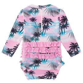 Little Girls One Pieces Rash Guard Swimsuit Set Long Sleeve Hawaii Bathing Suit UPF50+ Beach Swimwear 3-24 Months