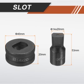 sourcing map Hydraulic Hole Punch Die Φ14×20mm Slot Hole 40Cr Steel Electric Punching Kit for CH70 Electric Punching Machine, Black