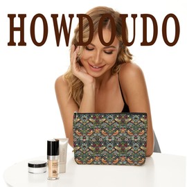 Bird Classic Flower Botanical Floral Makeup Bag Skincare Bag Travel Toiletry Bag Makeup Pouch Cosmetic Bag Birthday Christmas Thank You Friendship Gifts for Women Aunt Girls Mom Teacher Bestie Sister