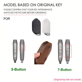 Hontumax Premium Leather 7-Button Key Fob Cover Case for KIA Carnival 2025, for KIA Telluride 2023 2024 2025, for Kia K4 K5 2025, for Sorento EV9 2024 2025 (Blue)