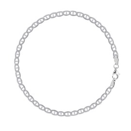 Ritastephens Sterling Silver Italian Mariner Link Chain Anklet (Dainty or Regular)