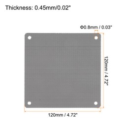 sourcing map PC Dust Filter, 120 x 120 mm PVC Computer Case Cooler Dust Protection Grille Fan Grille for Computer Case Speaker, Black Pack of 6