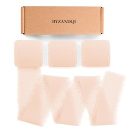 BYZANDQI Ribbon 3.8 cm x 18 m Wide Light Pink Wedding Chiffon Ribbon Gift Ribbon Fabric Ribbon Decorative Ribbon Silk Ribbon
