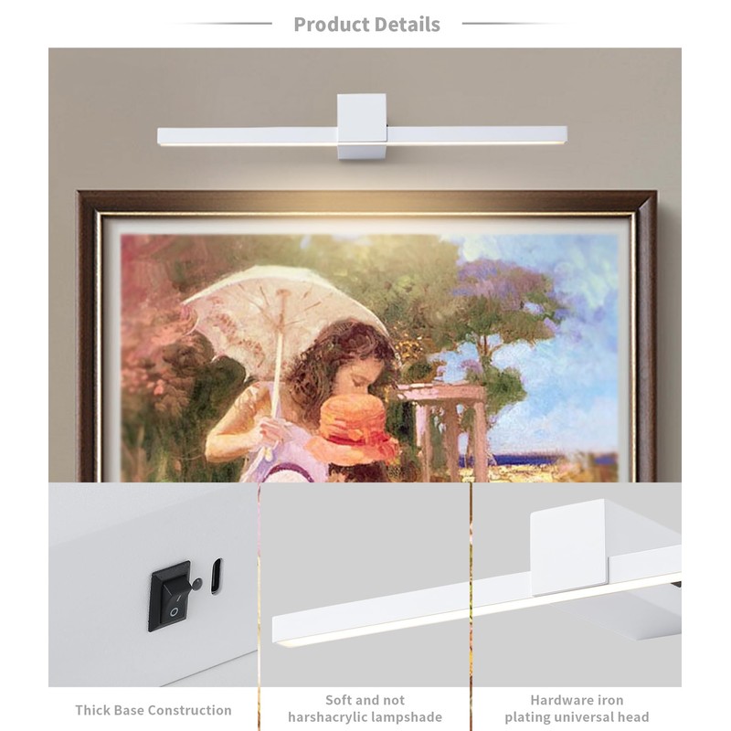 Pasoar White Battery Operated Picture Light with Remote,Wireless Gallery Lights