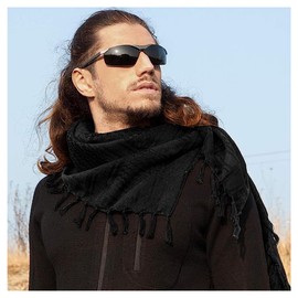 Swift Wear Soft Cotton Shemagh Scarf Arab Sun Hat Combat Desert Keffiyeh SAS Army Tactical Military Desert Head Neck Wrap mask (Black), One Size