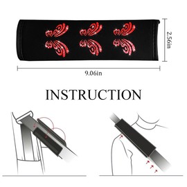 TNAIYH Car Seat Belt Pads Cover, 2PCS Soft Comfortable Butterfly Vehicle Seatbelt Pad for Protect Neck & Shoulder, Safety Automotive Interior Protection Accessories, Universal Fit (Red)