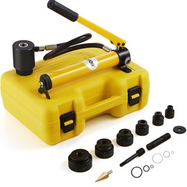 VEVOR Hydraulic Knockout Punch Kit, 10 Ton 1/2" to 2" Conduit Hole Cutter Set, KO Tool Kits with Puncher 6 Piece, Metal Sheet Driver Tools, For Aluminum, Stainless Steel, Brass, Fiberglass and Plastic