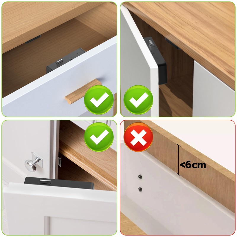 Drawer Lock RFID Card NFC Hidden Cabinet Lock for Kitchen