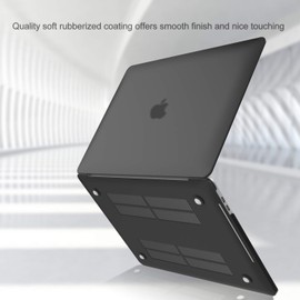 ProCase Funda para MacBook Pro 13 M1 2022 2020 A2338 A2289 A2251, Estuche Duro con Cubierta de Teclado Americano para MacBook Pro 13 Pulgadas 2022 2020 Chip M1 con Touch Bar y Touch ID - Negro