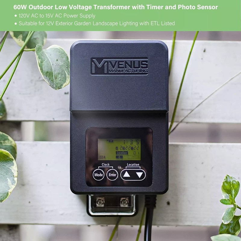 VENUS MANUFACTURING 60W Outdoor Low Voltage Transformer with Timer