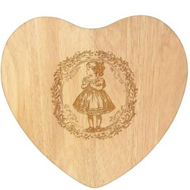 'Vintage Girl Standing in Circle Frame' Wooden Heart Shaped Chopping/Cutting Board (WB00084273)