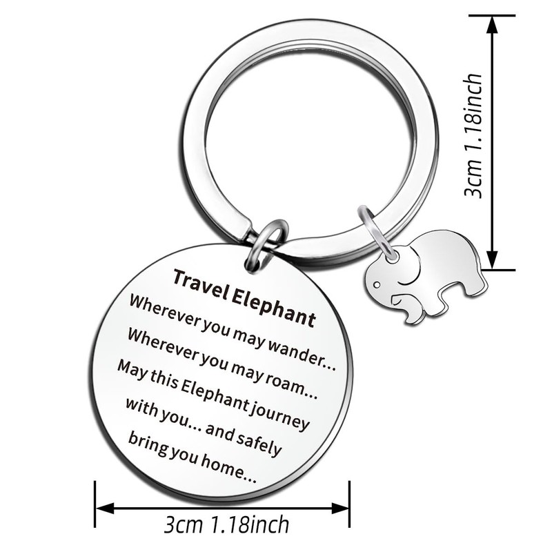 WTOPP Travel Elephant Keyring,Cute Elephant Keyring,White Elephant Gifts For Adults