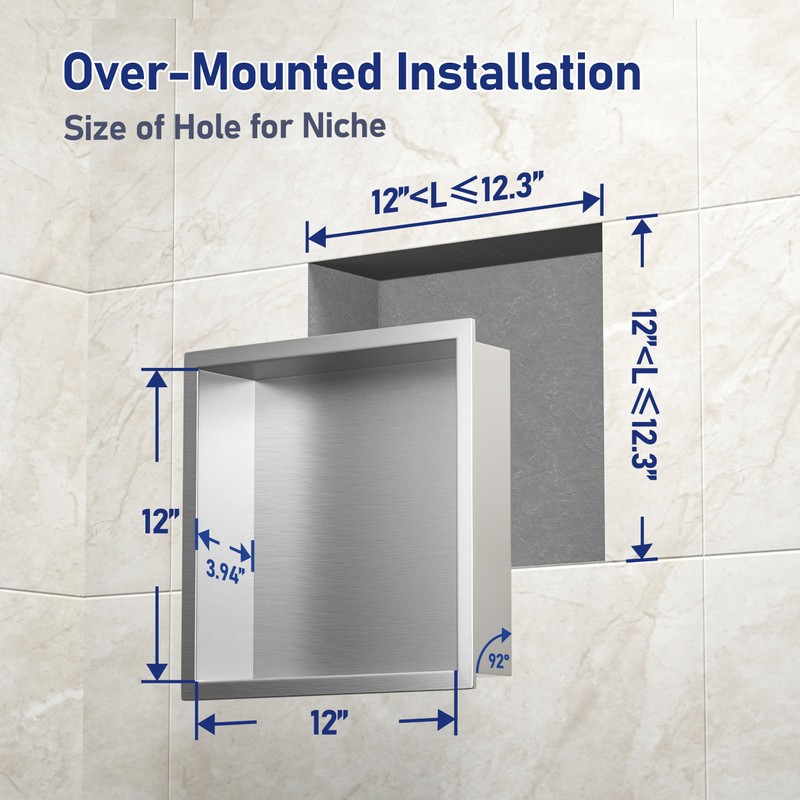 Bernkot Stainless Steel Shower Niche 12" X 12" Brushed No
