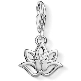 Thomas Sabo Women-Charm Pendant Lotus Charm Club 925 Sterling silver zirconia white 1300-051-14