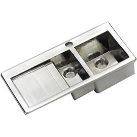 Model Role Play，Doll House Accessory, Miniature Size Toy Eco-Friendly 1/12 Realistic Wash Basin Kitchen Double Sink Furniture Accessory for Dolls House