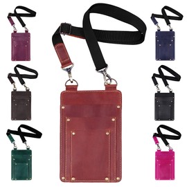 SKLKT Leather Florist Tool Belt Bag Garden Farmer Pouch Organizer - Hand Tools Holder Utility Kit (Cognac Brown)