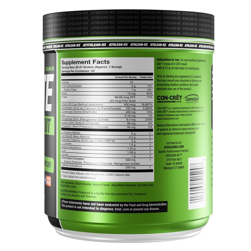 X-CITE Pre-Workout by ATHLEAN-X - Enhanced Formula with Beta-Alanine, Creatine
