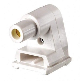 Leviton 2536 104-0-000 Pedestal Lamp Holder with Plunger, 660 W, Fluorescent, Slim line, Thermoplastic, White