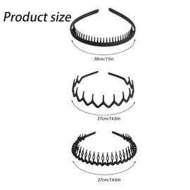 Dinghahole 3 Pcs Shark Tooth Headbands For Men - Non-Slip Zig Zag Headband, Stylish Hair Band For Sports, Work & Fashion Accessories