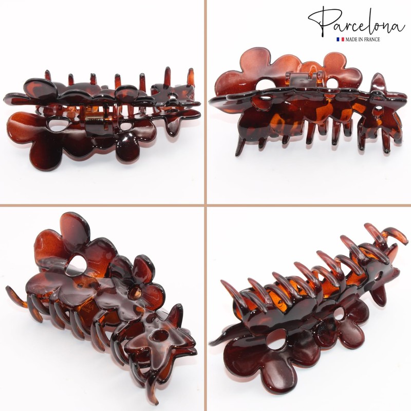 Parcelona French Flowers Medium Covered Spring Brown Tortoise Shell Celluloid