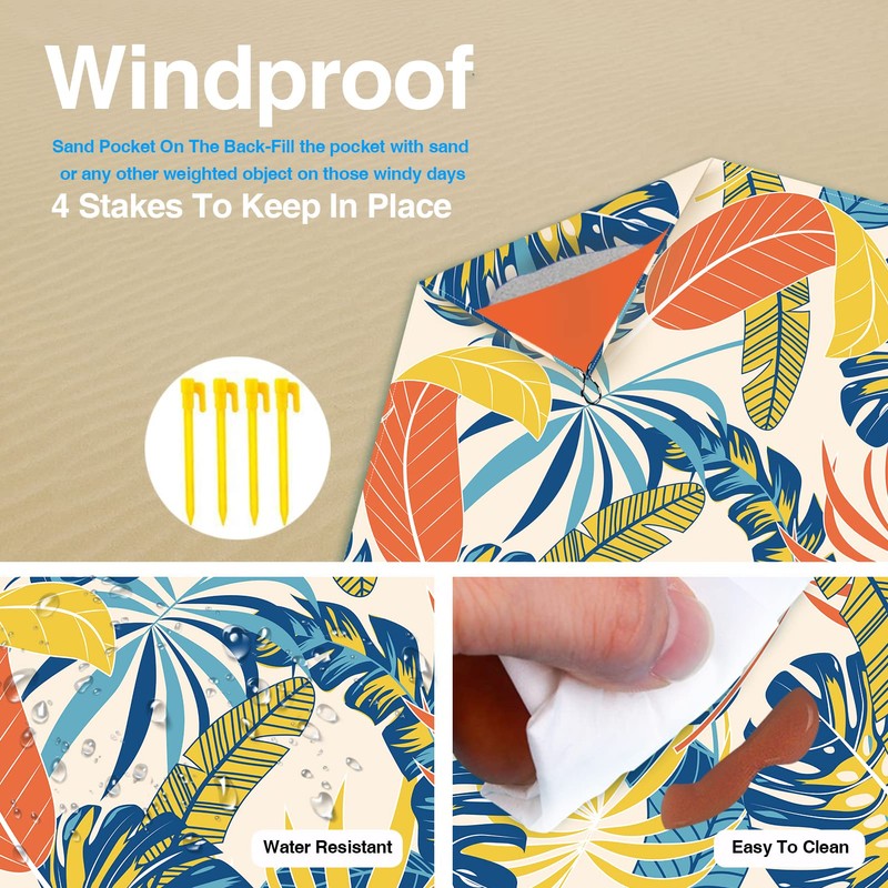 TRADFORE Beach Blanket Sandproof, Waterproof Beach Mat Oversized 79 X
