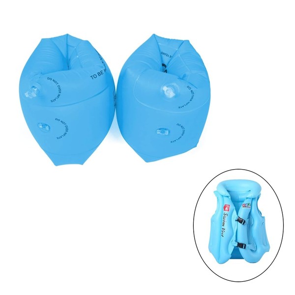 2 Pack Beautiful Color Comfortable Training Inflatable Kids Armbands (Blue