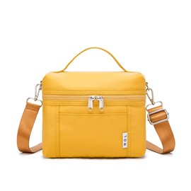 NOL Natural Organic Lifestyle Insulated Lunch Bags for Women Cooler Bag Lightweight Nylon Waterproof Lunch Box For Work (Mustard, Small)