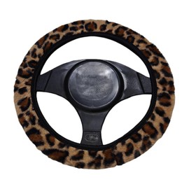 Steering Wheel Cover Car, Steering Wheel Cover with Leopard Print for Women, Leopard Car Accessories, Steering Wheel Cover, Car Summer and Winter Accessories, Brown, Suitable for 14-15 Inch Steering