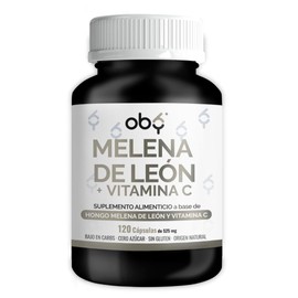 Oby Melena de Leon 1000mg Max Potenciado con Vitamina C 120 Capsulas | Melena de Leon Capsulas | Hongo Melena de Leon