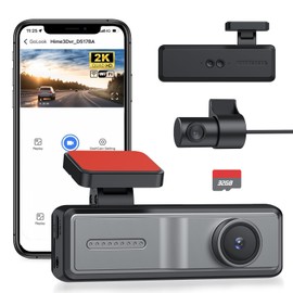 YGiTK Dash Cam Front and Rear Camera - 2K HD Front + 1080P Rear Dashcam, 32GB SD Card, Wi-Fi & App Control, Night Vision, Parking Mode, G-Sensor Loop Recording, 160°Wide Angle Include Acc Power Cable