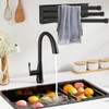 Towel Rail Black with 3 Arms No Drilling Towel Rail