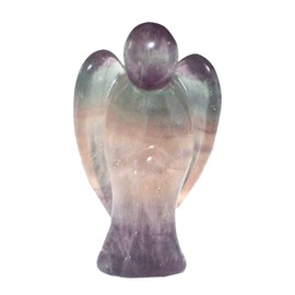 Rainbow Fluorite Stone Angel Figurine 5 cm Gemstone Lucky Charm Guardian Angel for Your Bag to Decorate Your Home Healing Stone and Gift