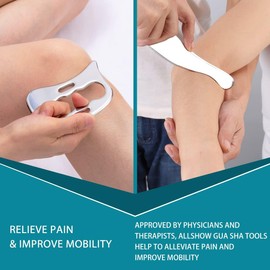 Gua Sha Tools, herramienta de masaje para raspar de acero inoxidable, herramientas IASTM, herramientas de raspado miofascial para terapia física, tejido cicatricial y tejido blando (2 piezas)