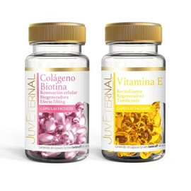 Juveternal|Duo Cápsulas Faciales Colágeno Biotina|Cápsulas Faciales Vitamina E |90 caps c/u|Efecto lifting|Revitaliza y Regenera la piel|