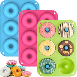 YAYUSI Molde para Donas, Set de 3 Moldes de Silicona Antiadherente para Hornear Donas, Moldes para Hornear, Sin BPA, 6 Cavidades Heritage Bundtlette, Molde para Rosquillas, Apto para Lavavajillas