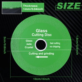 LEONTOOL Glass Cutting Discs, Glass Cutting Discs, Outer Diameter 3.9 inches (100 mm), Thick 0.04 inch (1 mm), Ultra Thin Glass Cutter Blade with Converted Metal Ring (0.9 inch (22.2 mm) (0.8 inch (20