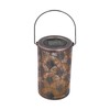 LED Solar Lantern Retro Iron Hollow Portable Warm Light Outdoor
