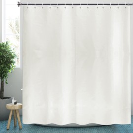 YISURE Shower Curtain, Height 210 cm, Shower Curtain, Cream Textile, Polyester Fabric, Mould-Resistant, Machine-Washable, with 12 Metal Eyelets, Width 180 x Height 210 cm
