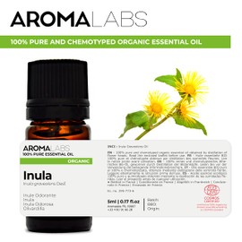 BIO - INULA Essential Oil - 5mL - 100% Pure, Natural, Chemotyped and AB/Cosmos Certified - AROMA LABS (French Brand)