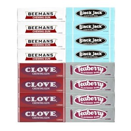Beemanz, BlackJack, Clove, Teaberrys Chewing Gum Variety Pack - 4 Packs Each of Classic Flavors - Retro Nostalgic Assortment