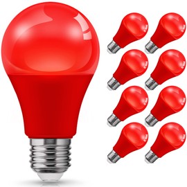 LOHAS Red LED Light Bulbs, A19 9W (60W Equivalent) Valentine's Day Red Colored Light Bulb Indoor, E26 Base, for Porch, Thanksgiving Day New Year Home Lighting, Wedding Party Bar Decor, Non-Dim, 8 Pack